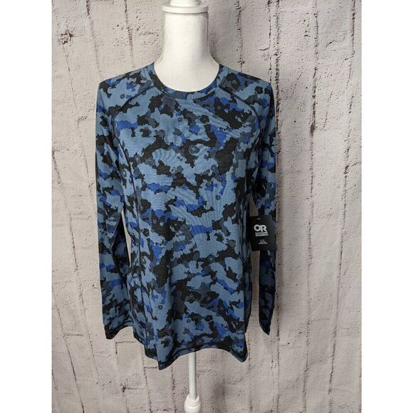 Outdoor Research OR Blue Black Alpine Onset Camo Long Sleeve Top Size L‎ NWT - Picture 1 of 8